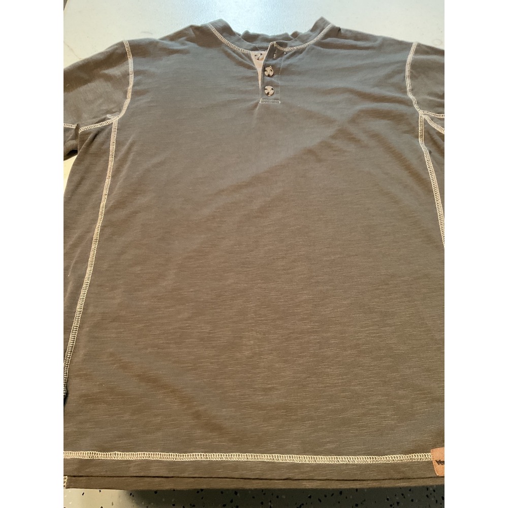 Venado Men's Gray Short Sleeve Henley Button Up Shirt‎ Large